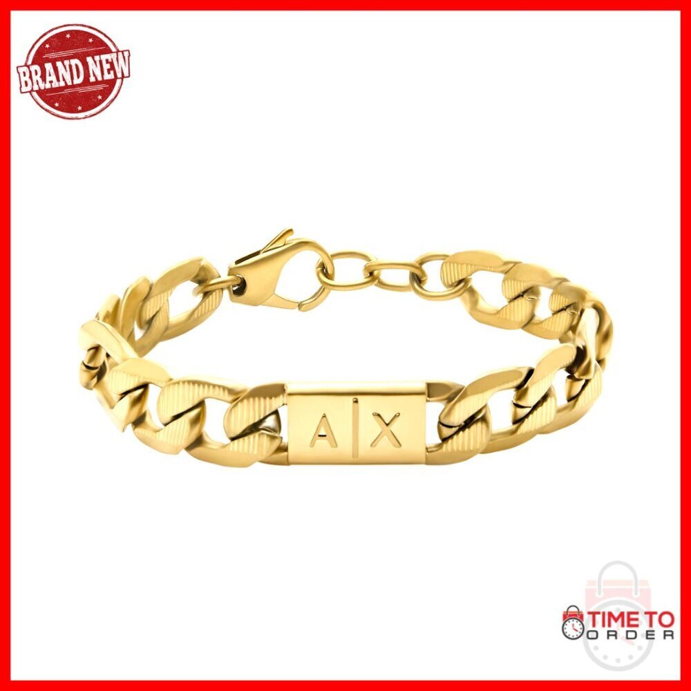 Men's Gold-Tone Stainless Steel Chain Bracelet Lobster Clasp